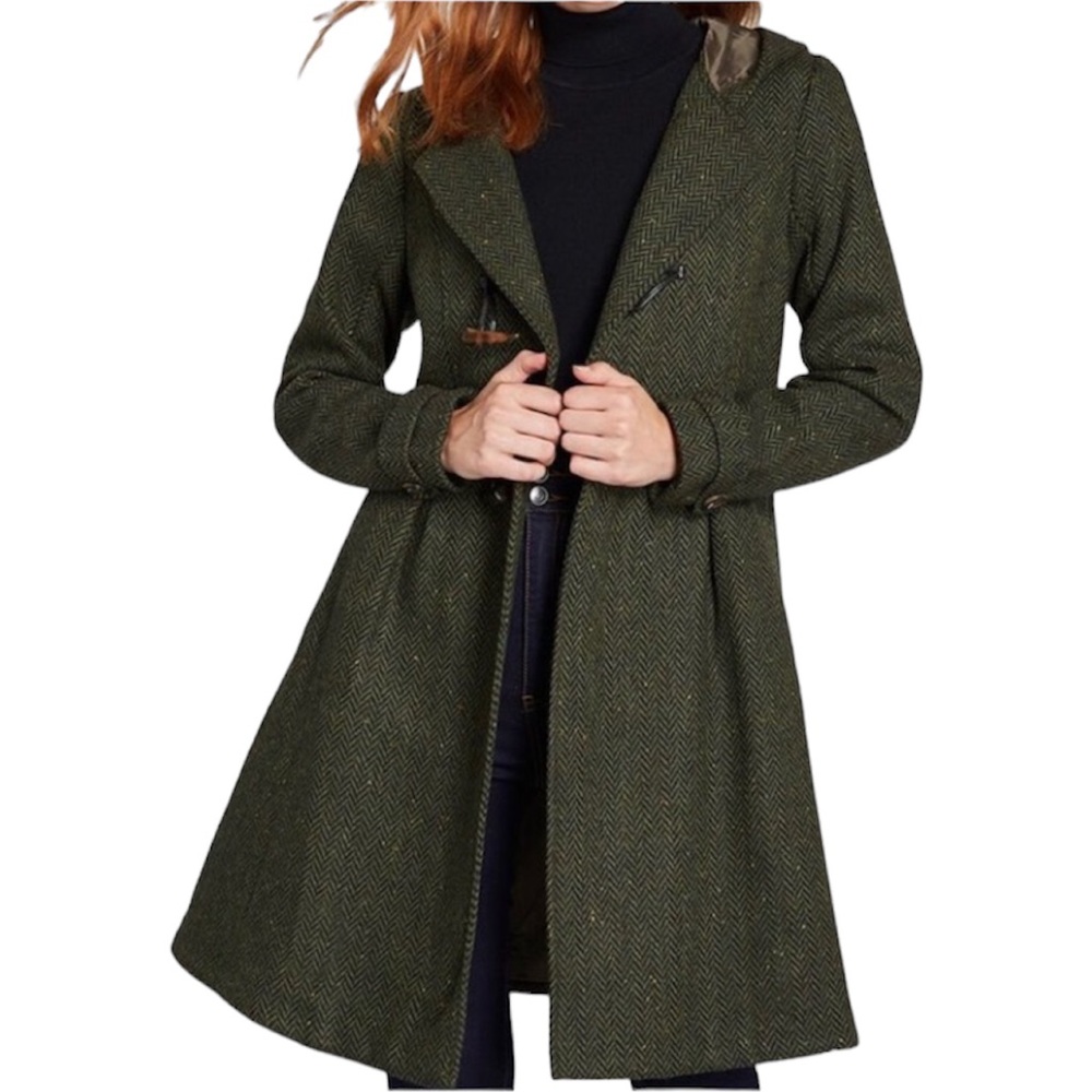 Modcloth Wool Herringbone Solstice Trench Jacket